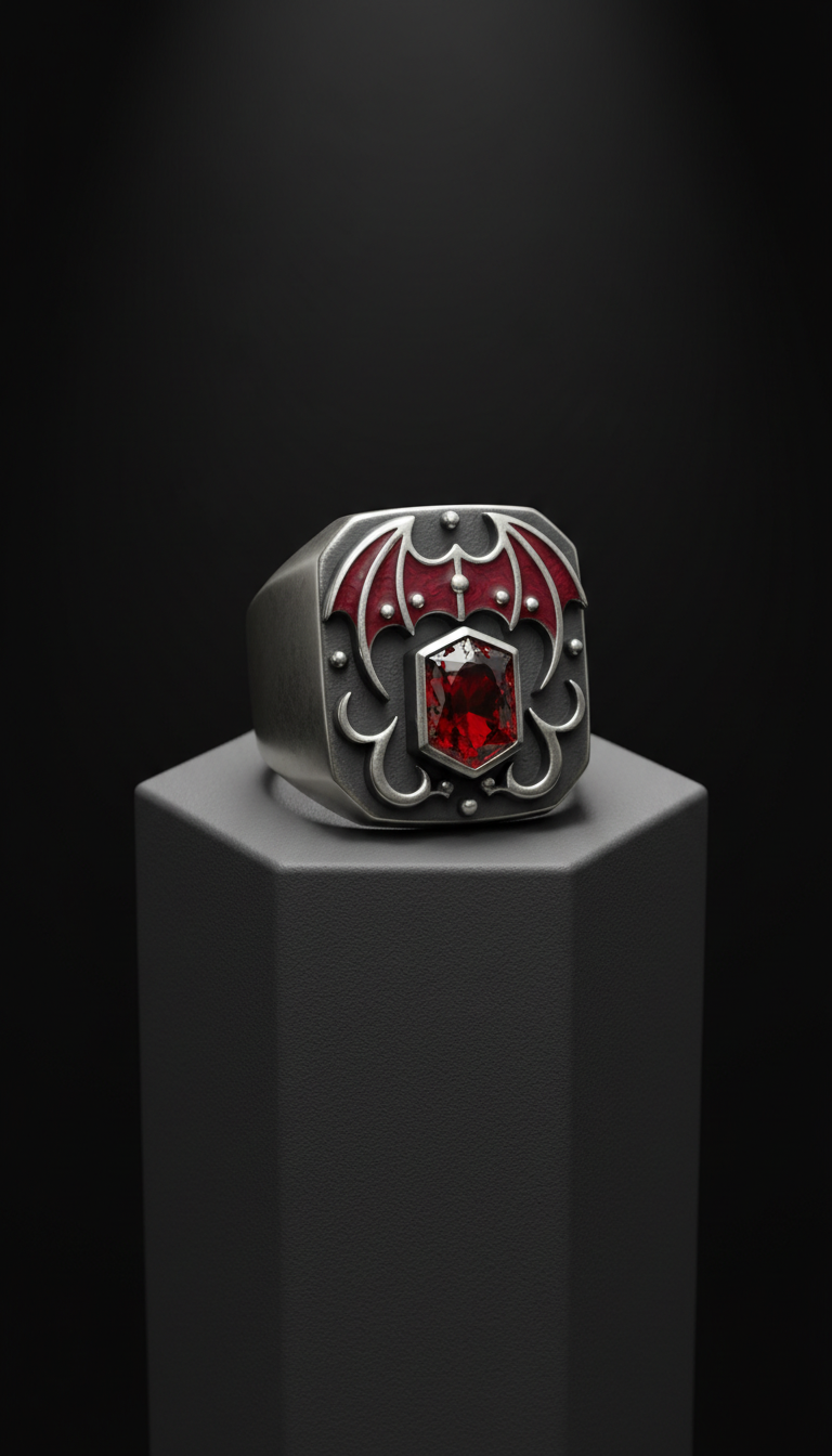 Gothic Signet Ring in Blackened Silver