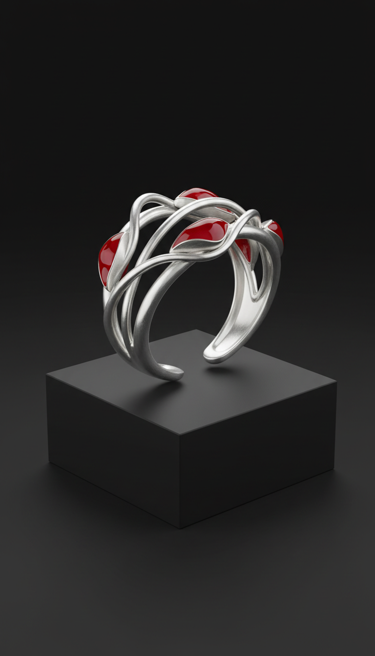 Sculptural Cuff Bracelet with Textured Relief
