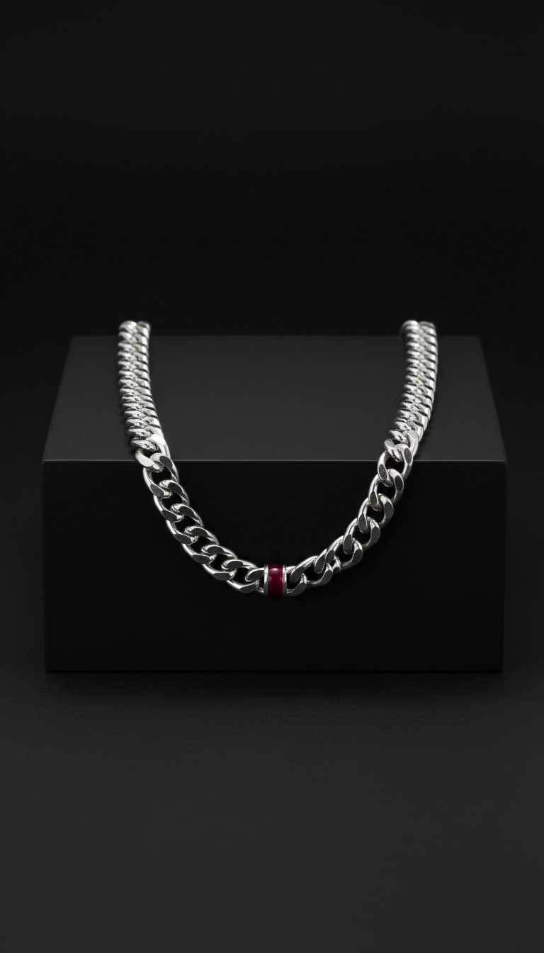 Heavy Sterling Silver Curb Chain Necklace